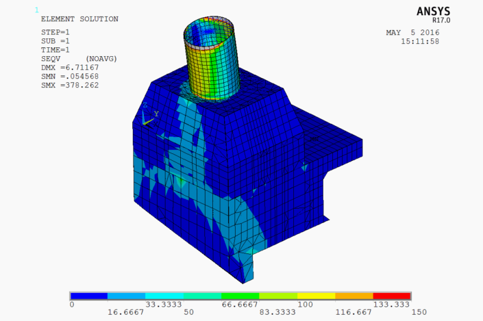 Figure 5.11 - VonMises Stress (90 deg Load Case)