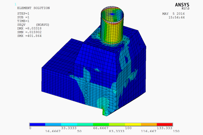 Figure 5.15 - VonMises Stress (135 deg Load Case)