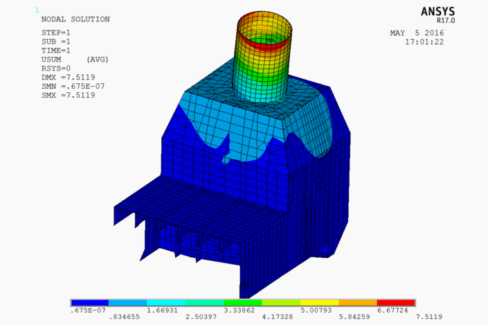 Figure 5.21 - Displacement (225 deg Load Case)