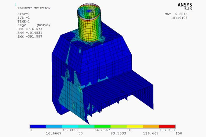 Figure 5.31 - VonMises Stress (315 deg Load Case)