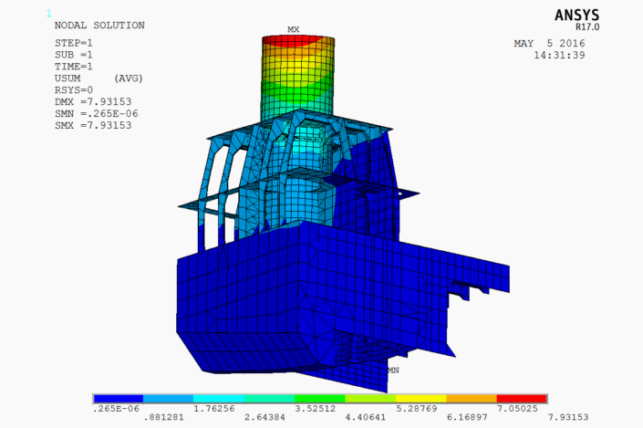 Figure 5.6 - Displacement (45 deg Load Case)