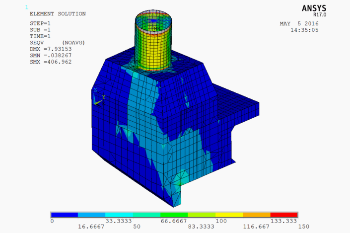 Figure 5.7 - VonMises Stress (45 deg Load Case)